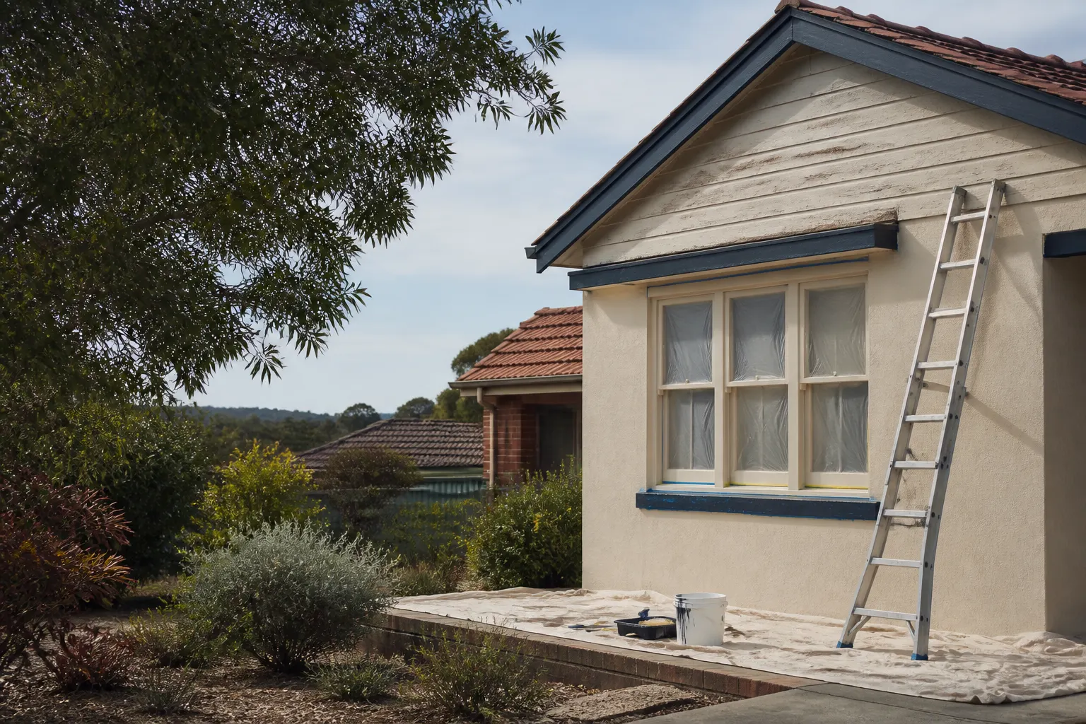 Canberra home exterior prepared for painting